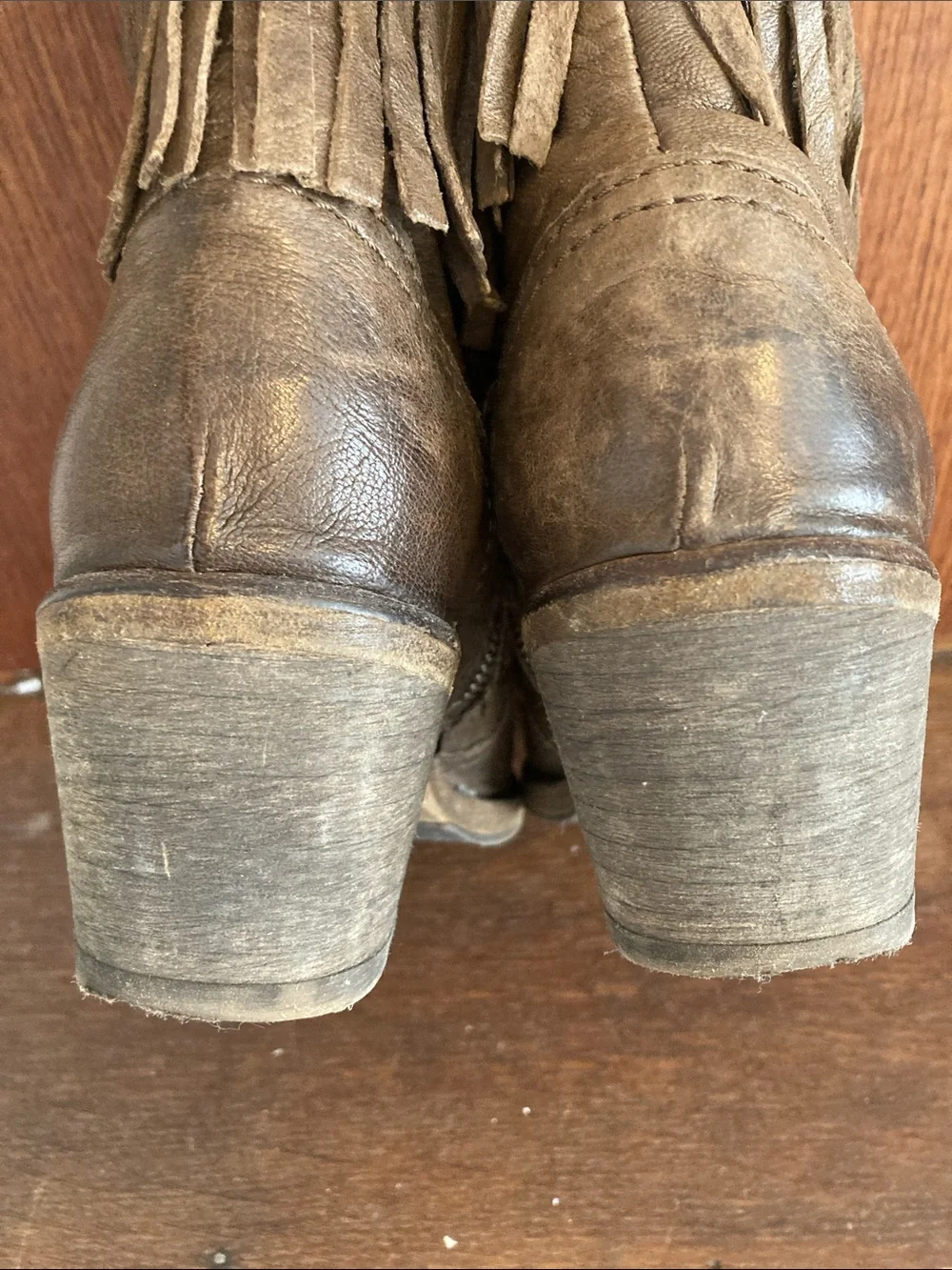ALL SAINTS Fringe Bonny Booties Y2K sz 38 Weathered Taupe.